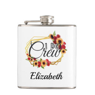 Hochzeitsgeschenke, I Do Crew, Sonnenblumen, Rosen Flachmann