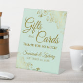 Hochzeitsgeschenke & Karten Danke Mint Green & Gol Sockelschild (In SItu)