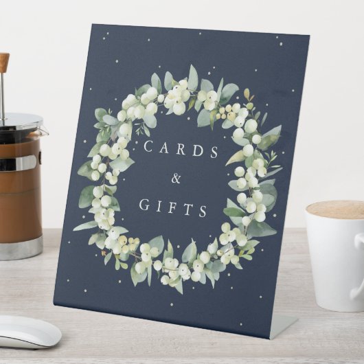 Hochzeitsgeschenke + Karten für Navy Snowberry+Euk Sockelschild (In Situ)