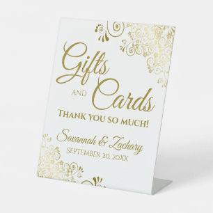 Hochzeitsgeschenke & Karten Vielen Dank Gold & Whi Sockelschild
