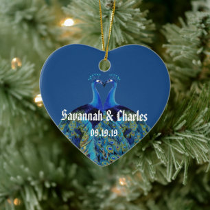 Hochzeitsgeschenke mit Vintage-Pfauen, die sich kü Keramik Ornament