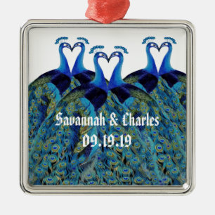 Hochzeitsgeschenke mit Vintage-Pfauen, die sich kü Ornament Aus Metall