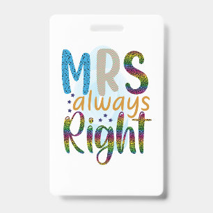 Hochzeitsgeschenke Mrs Always Right Ausweis