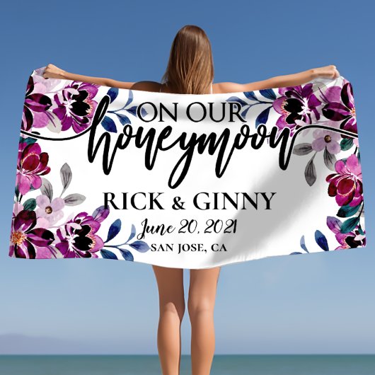 Hochzeitsgeschenke - Personalisierte Blumenkohle Strandtuch