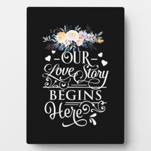 Hochzeitsgeschenke Unsere Liebe Story beginnt hi Fotoplatte