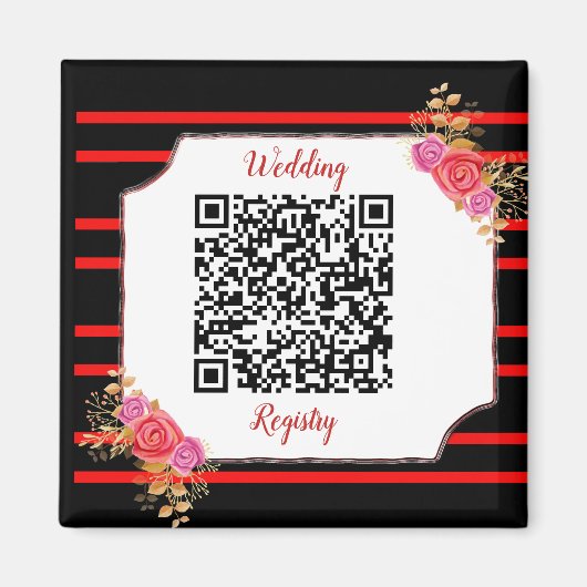 Hochzeitsgeschenkeliste Benutzerdefinierter QR-Cod Magnet (Vorne)