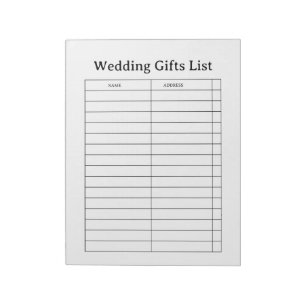 Hochzeitsgeschenkliste Notizblock