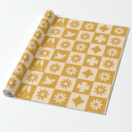 Hochzeitsgeschenkpapier in Creme und Braungeometri Geschenkpapier