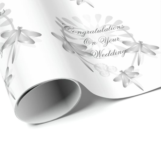Hochzeitsgeschenkpapier Silberdrachenfliegen Geschenkpapier (Rolleneckpunkt)