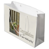 Hochzeitsgeschenktasche für Glückwünsche Große Geschenktüte (Rückseite Schrägansicht)
