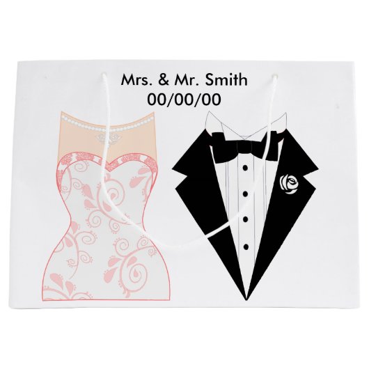 Hochzeitsgeschenktasche, Hochzeit danken Ihnen Große Geschenktüte (Vorderseite)