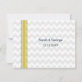 Hochzeitsgeschichten am Strand von Marina und Gelb RSVP Karte (Rückseite)