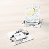 Hochzeitsgeschirr für Schwarzweiß Rechteckiger Pappuntersetzer (Vor Ort)