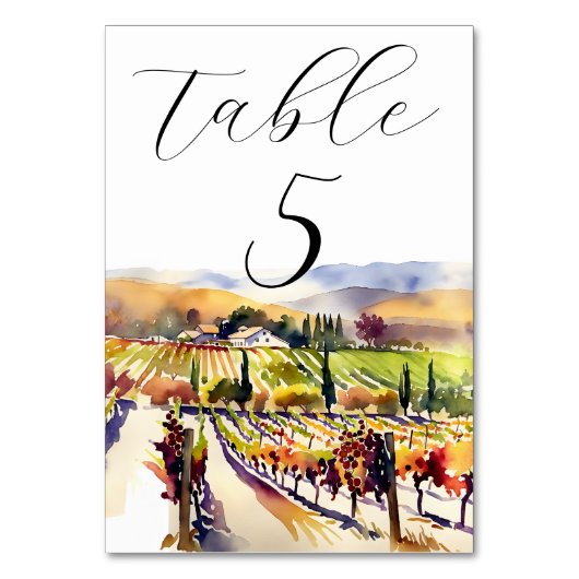 Hochzeitsgeschirr im Napa Valley Tischnummer (Rückseite)