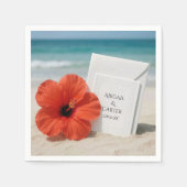 Hochzeitsgeschoss am Strand mit Hibiskus Blume Serviette (Vorderseite)