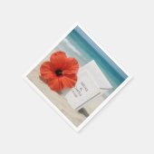 Hochzeitsgeschoss am Strand mit Hibiskus Blume Serviette (Ecke)