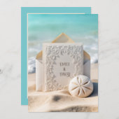 Hochzeitsgeschosse mit Strand Sand Dollar Einladung (Vorne/Hinten)