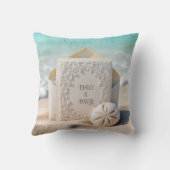 Hochzeitsgeschosse mit Strand Sand Dollar Kissen (Rückseite)