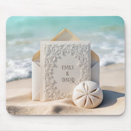 Hochzeitsgeschosse mit Strand Sand Dollar Mousepad (Vorne)