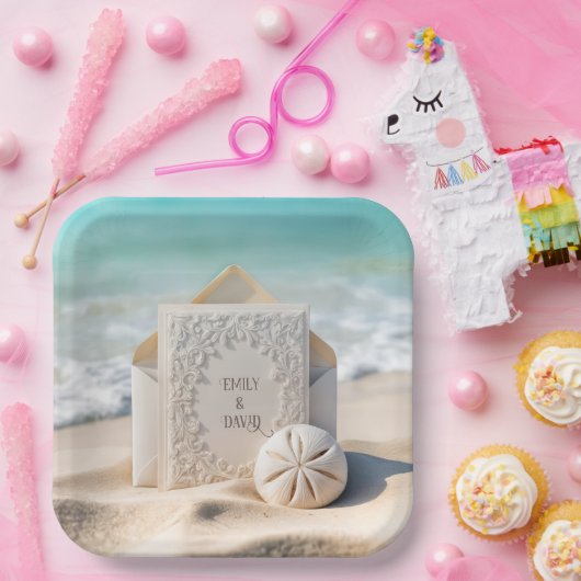 Hochzeitsgeschosse mit Strand Sand Dollar Pappteller (Party)