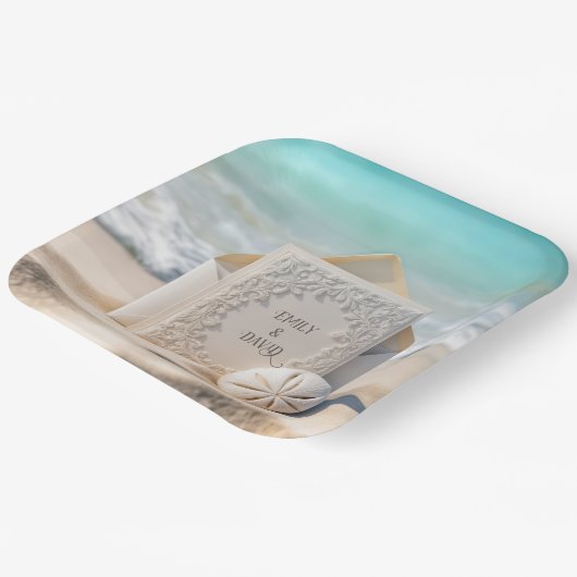 Hochzeitsgeschosse mit Strand Sand Dollar Pappteller (Gewinkelt)