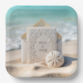 Hochzeitsgeschosse mit Strand Sand Dollar Pappteller (Vorderseite)