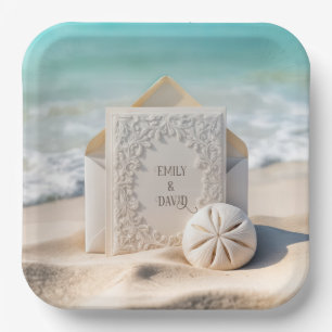 Hochzeitsgeschosse mit Strand Sand Dollar Pappteller