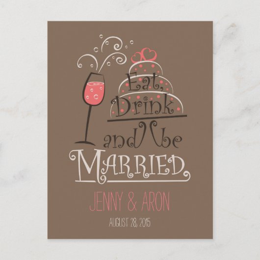 Hochzeitsgestaltung Einladungspostkarte (Vorderseite)