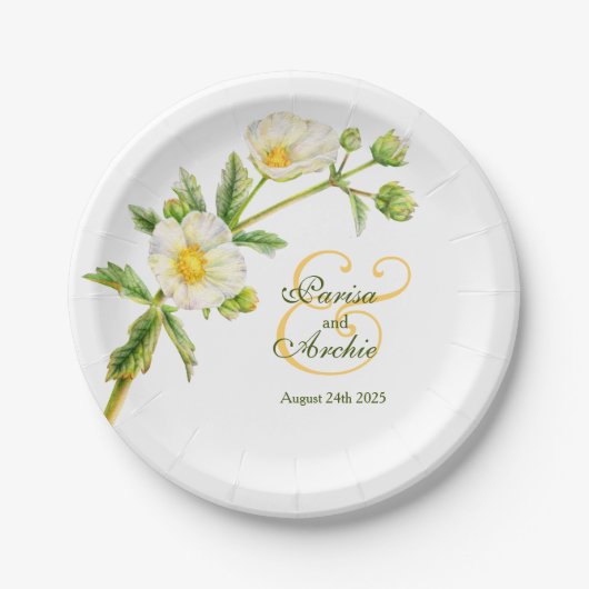 Hochzeitsgestein-Rose Pappteller (Vorderseite)