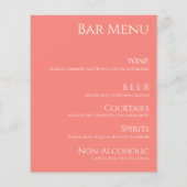 Hochzeitsgetränk & Abendessen Menü Rosa Korallen- (Rückseite)