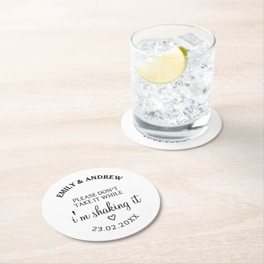 Hochzeitsgetränk bitte nicht mitnehmen, während ic runder pappuntersetzer (Vor Ort)