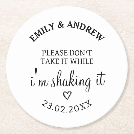 Hochzeitsgetränk bitte nicht mitnehmen, während ic runder pappuntersetzer (Vorderseite)