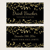 Hochzeitsgetränk Voucher Gold Foil Confetti (Vorne & Hinten)