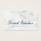 Hochzeitsgetränk Voucher Moderne florale Silver Na (Vorderseite)