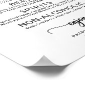 Hochzeitsgetränke Bar Menu Black Calligraphy Poste Poster (Ecke)