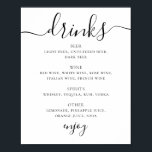 Hochzeitsgetränke Bar-Menü mit Schwarzweiß-Schrift Poster<br><div class="desc">Schwarz-Weiß-Drehbuch Hochzeitsgetränke Menü Poster. Geeignet zum Geburtstag,  Jubiläum und jedes andere Party. Bitte kontaktieren Sie mich,  wenn Sie weitere Informationen benötigen.</div>