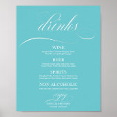 Hochzeitsgetränke Bar Menu Signieren Chic Purist B Poster (Vorne)