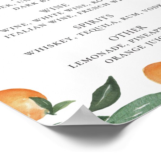 Hochzeitsgetränke Bar Poster (Ecke)