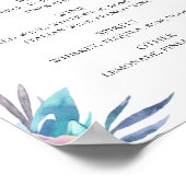 Hochzeitsgetränke in Aquarellblau und Rosa Bar Poster (Ecke)