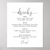 Hochzeitsgetränke-Menü Fancy-Script-Schild Poster (Vorne)