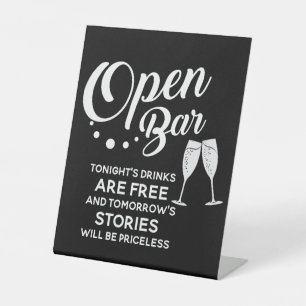 Hochzeitsgetränke: Open Bar Hongkong sind gratis Sockelschild