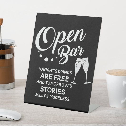 Hochzeitsgetränke: Open Bar Hongkong sind gratis Sockelschild (In SItu)