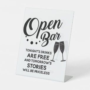 Hochzeitsgetränke: Open Bar Hongkong sind gratis Sockelschild