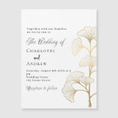 Hochzeitsginkgo-Blätter mit Goldschrift Magneteinladung (Vorderseite)