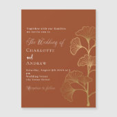 Hochzeitsginkgo-Blätter Terrakotta-Braungold-Luxus Magneteinladung (Vorderseite)