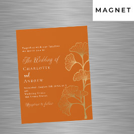 Hochzeitsginkgo-Blätter verbrannten Orangengold Magneteinladung