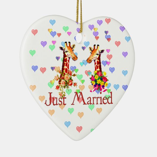 HochzeitsGiraffen Keramik Ornament (Rechts)