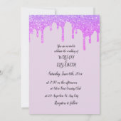 Hochzeitsglanz-Tropfen funkelnd rosa lila Einladung (Rückseite)