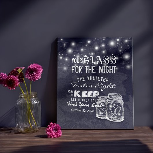 Hochzeitsglas für die Nacht finden Ihren Platz Poster