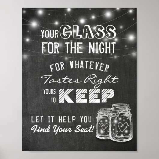 Hochzeitsglas für die Nacht finden Ihren Platz Poster (Vorne)